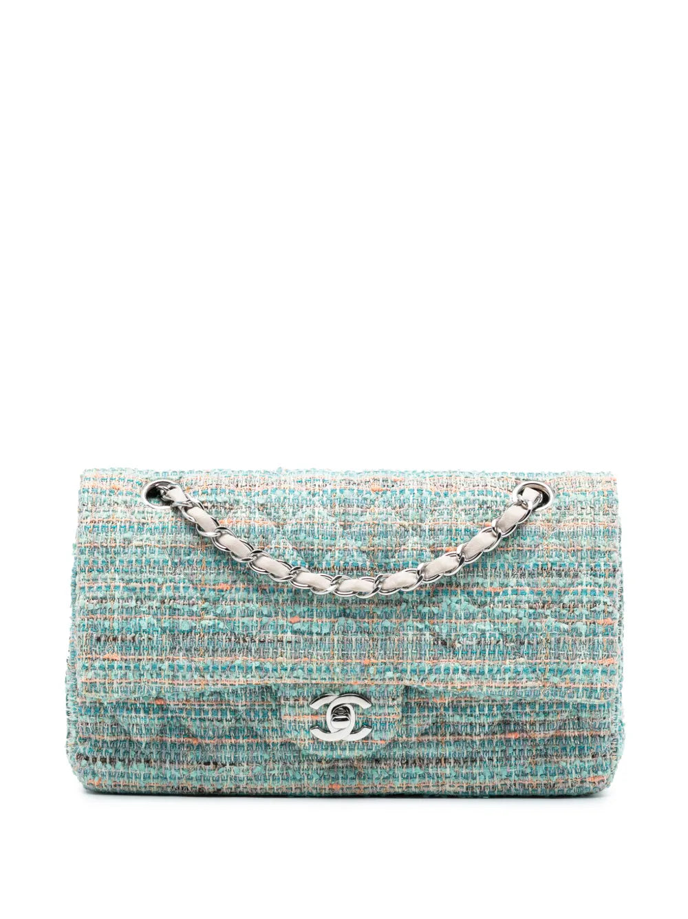 Chanel Pre Owned 2010 2011 Medium Classic Tweed Double Flap Shoulder Bag