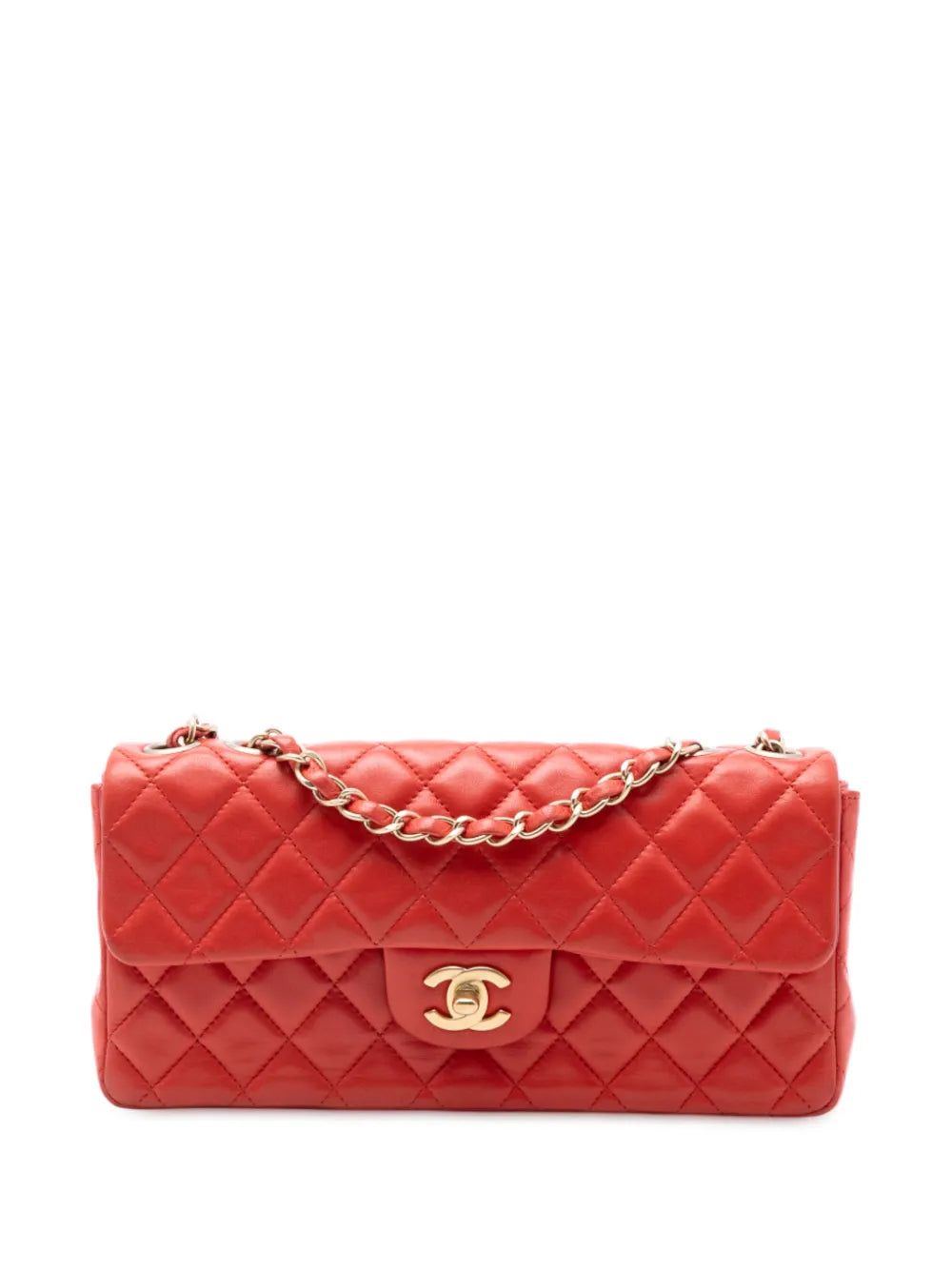 Chanel Pre Owned 2009 2010 Classic Lambskin East West Single Flap Shoulder Bag