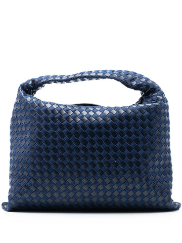 Bottega Veneta Pre Owned 2012 2025 Large Calfskin And Denim Intrecciato Hop Hobo Bag
