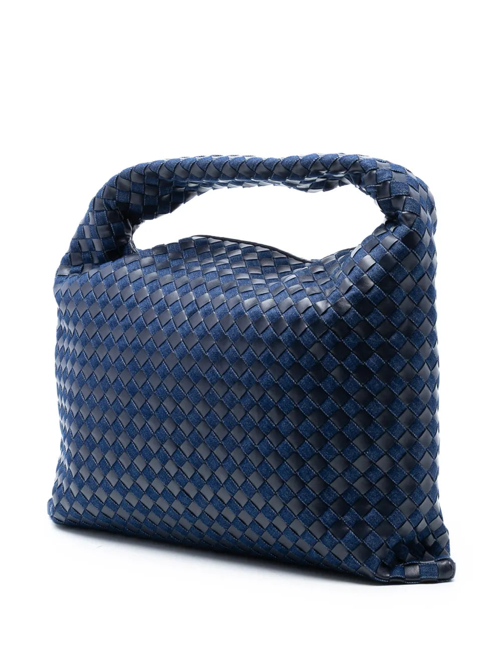 Bottega Veneta Pre Owned 2012 2025 Large Calfskin And Denim Intrecciato Hop Hobo Bag