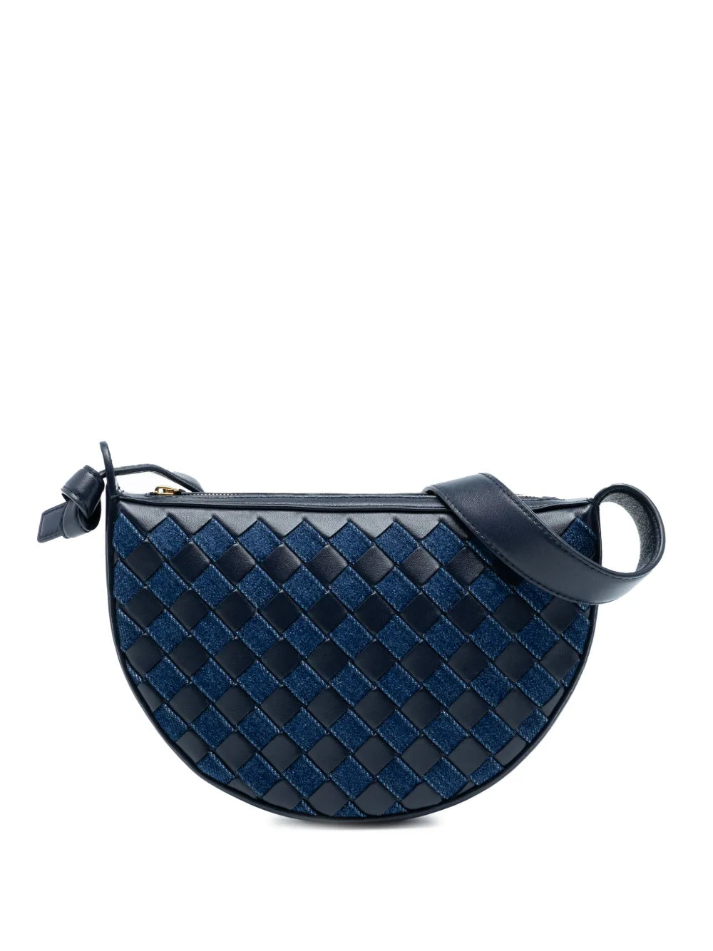 Bottega Veneta Pre Owned 2012 2025 Mini Leather And Denim Intrecciato Sunrise Hobo Bag