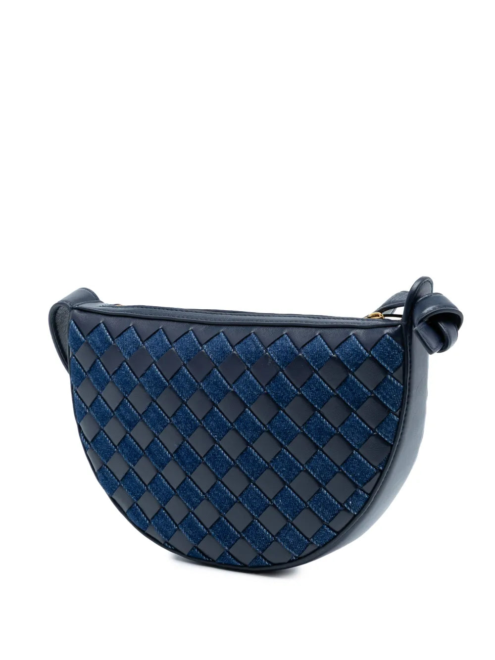 Bottega Veneta Pre Owned 2012 2025 Mini Leather And Denim Intrecciato Sunrise Hobo Bag