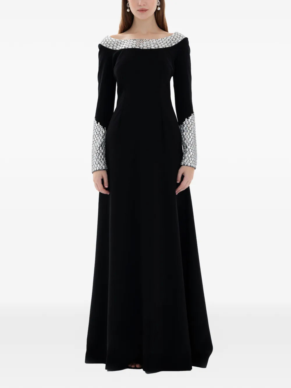 Dina Melwani Crystal Embellished Gown