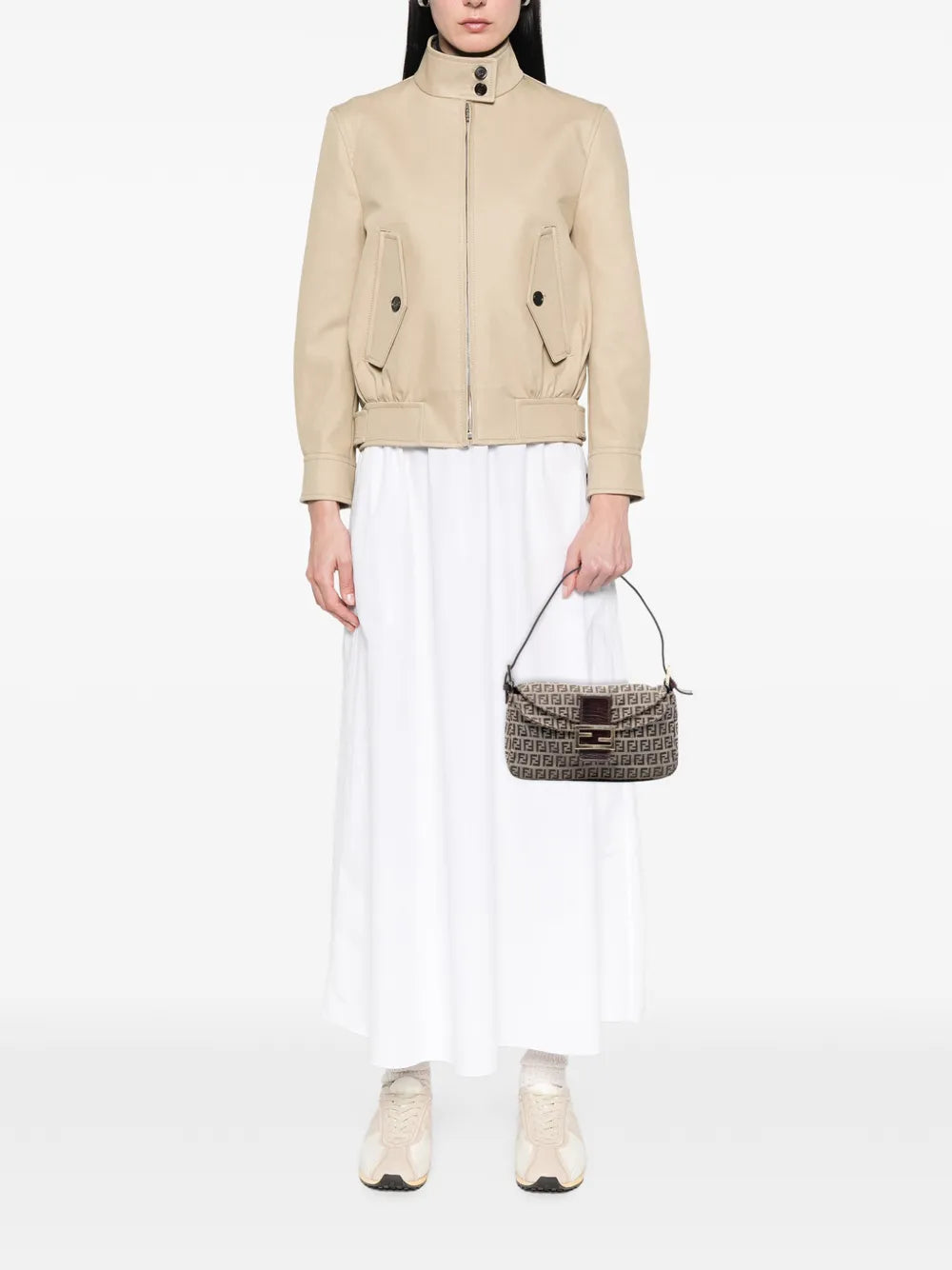 Fendi Pre Owned 2000 2010 Zucchino Canvas Double Flap Shoulder Bag