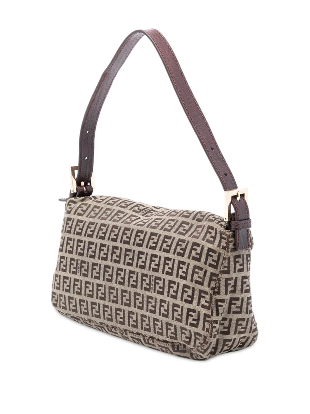 Fendi Pre Owned 2000 2010 Zucchino Canvas Double Flap Shoulder Bag