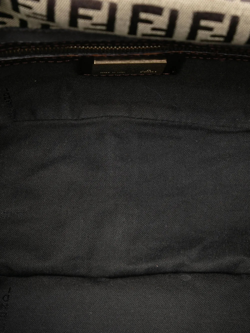 Fendi Pre Owned 2000 2010 Zucchino Canvas Double Flap Shoulder Bag