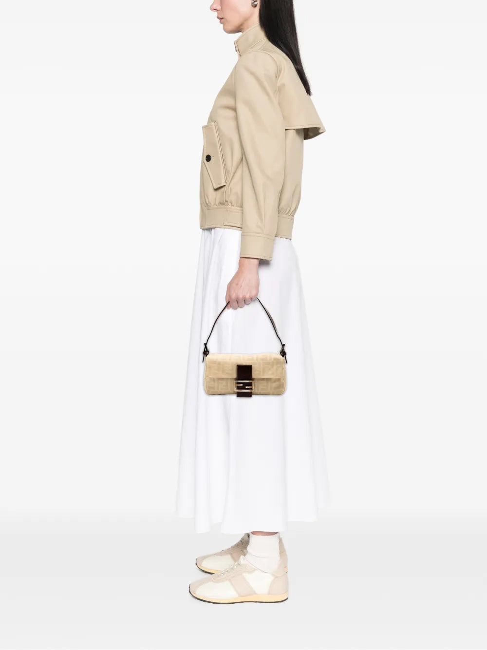 Fendi Pre Owned 2000 2010 Zucca Canvas Baguette Shoulder Bag