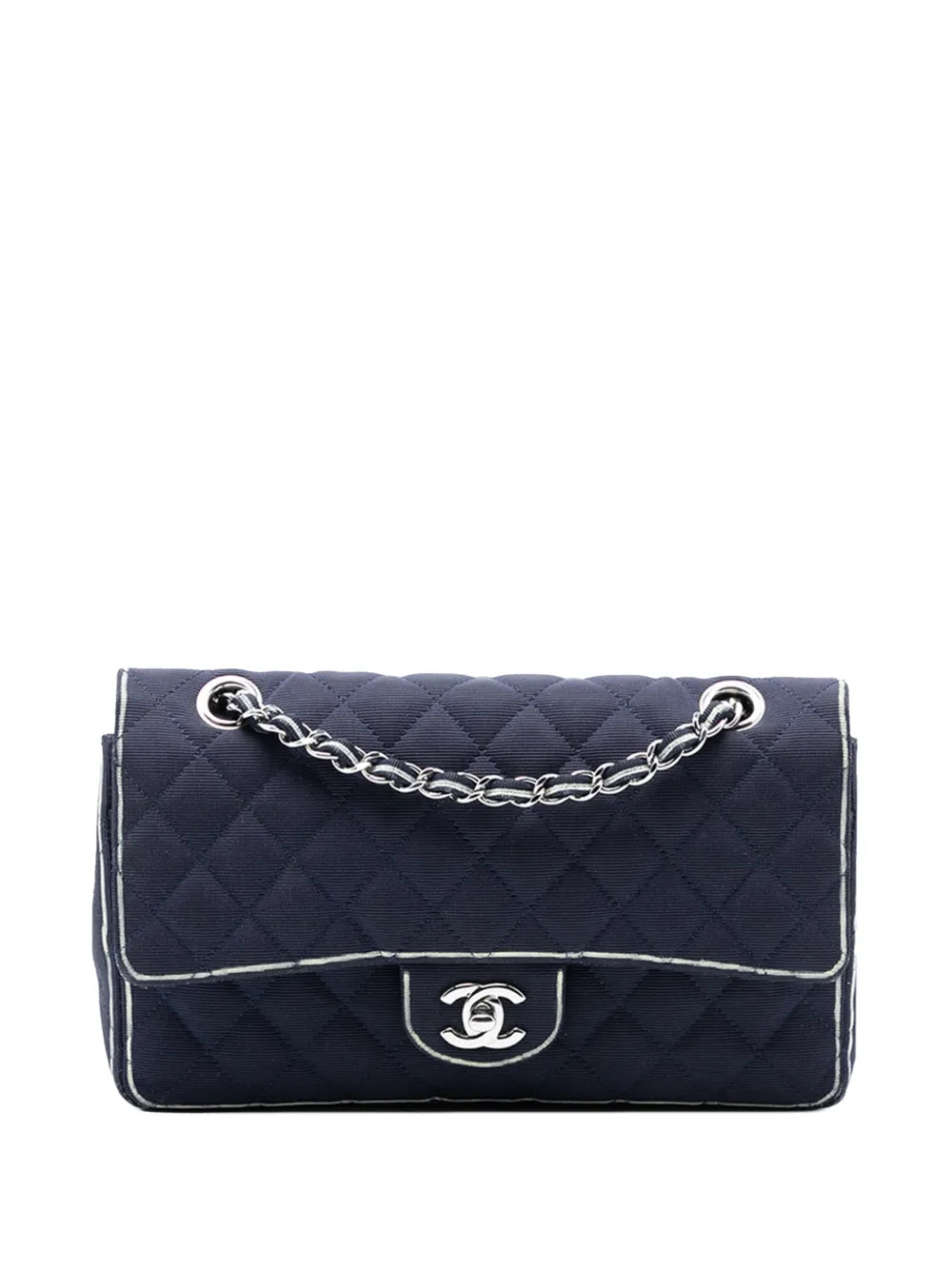 Chanel Pre Owned 2014 Medium Classic Printed Grosgrain Double Flap Shoulder Bag