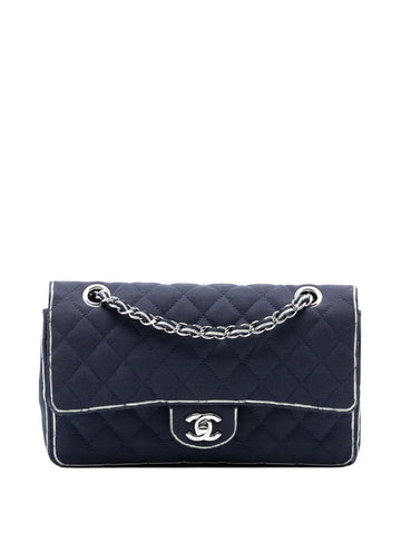 Chanel Pre Owned 2014 Medium Classic Printed Grosgrain Double Flap Shoulder Bag