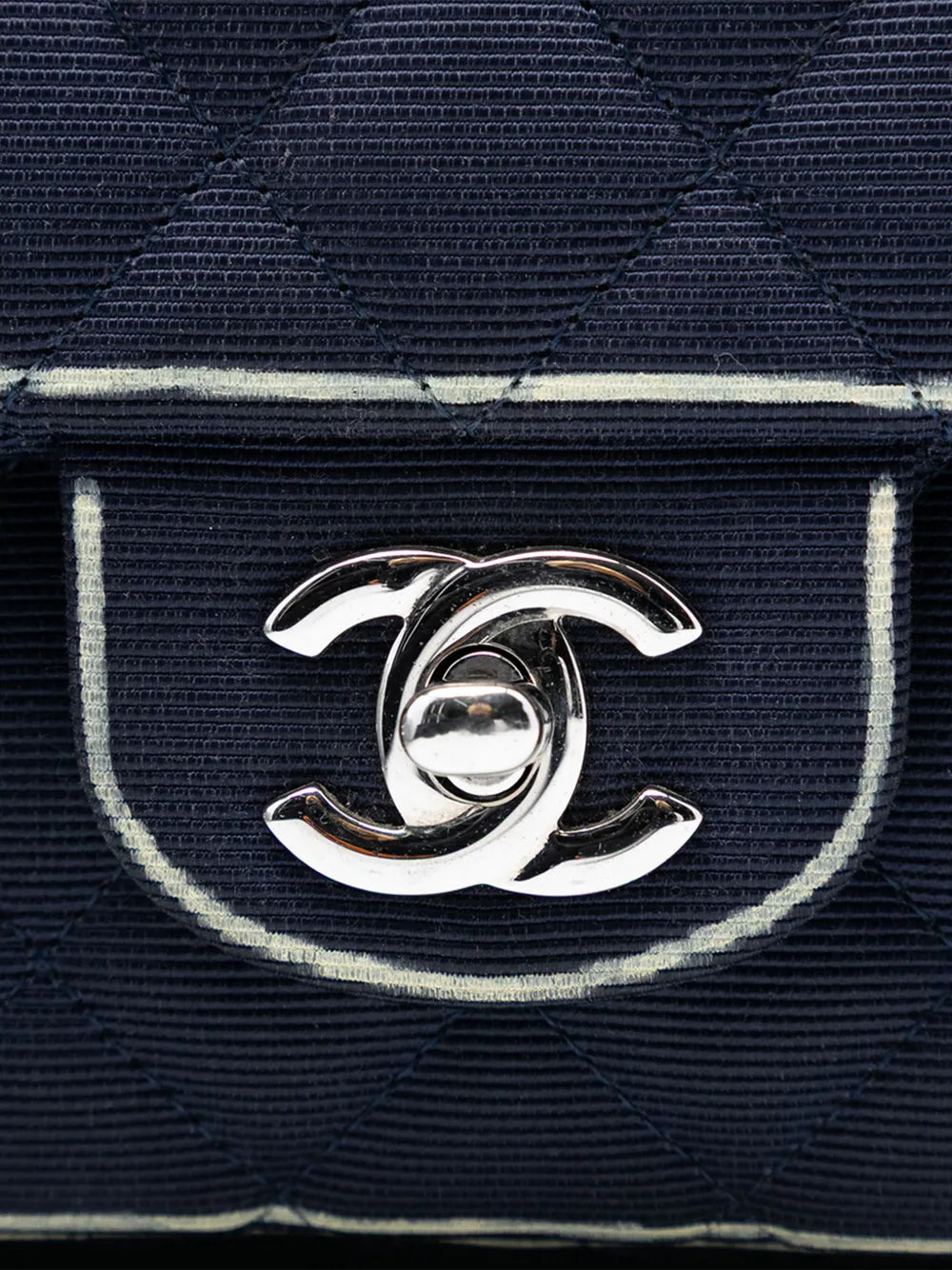 Chanel Pre Owned 2014 Medium Classic Printed Grosgrain Double Flap Shoulder Bag