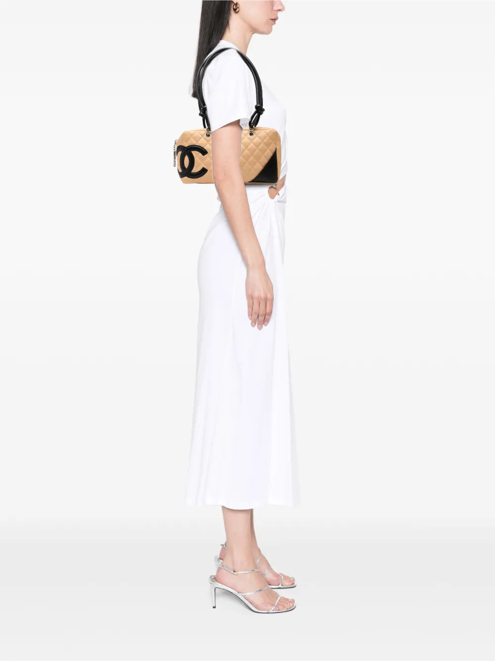 Chanel Pre Owned 2004 2005 Large Quilted Lambskin Cambon Ligne Shoulder Bag