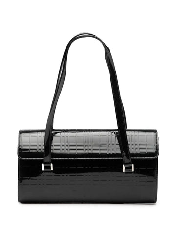 Burberry Pre Owned 2000 2017 House Check Embossed Patent Shoulder Bag