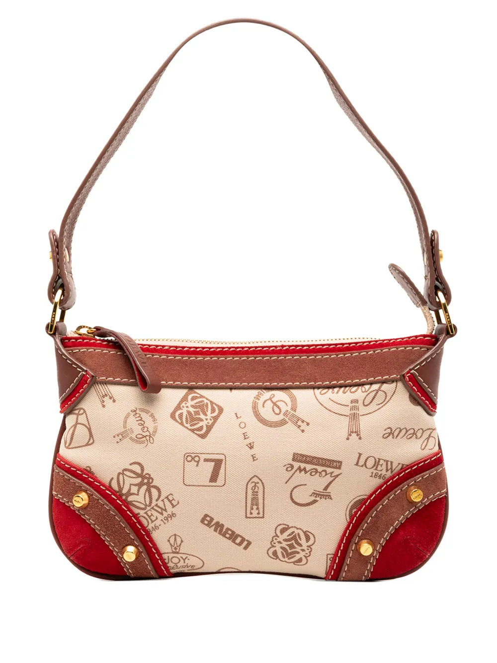 Loewe Pre Owned 2006 160Th Anniversary Suede Trimmed Canvas Shoulder Bag