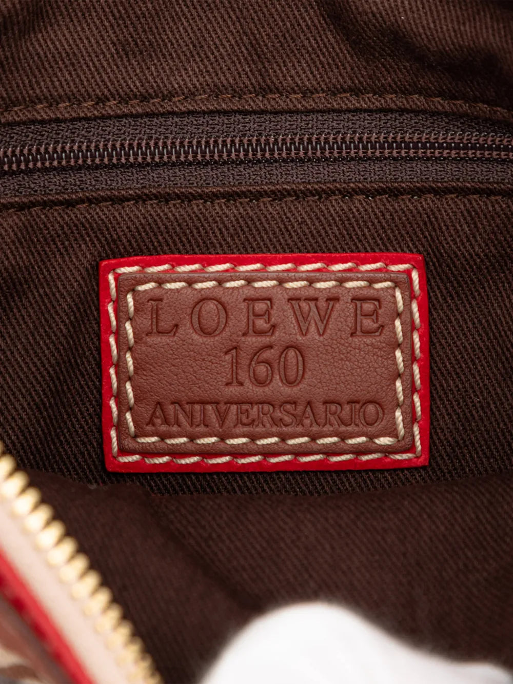Loewe Pre Owned 2006 160Th Anniversary Suede Trimmed Canvas Shoulder Bag