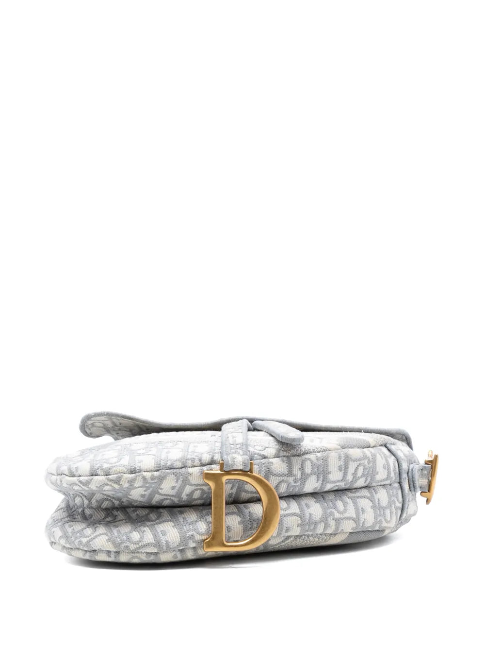 Christian Dior Pre Owned 2021 Oblique Embroidered Canvas Saddle Bag Shoulder Bag
