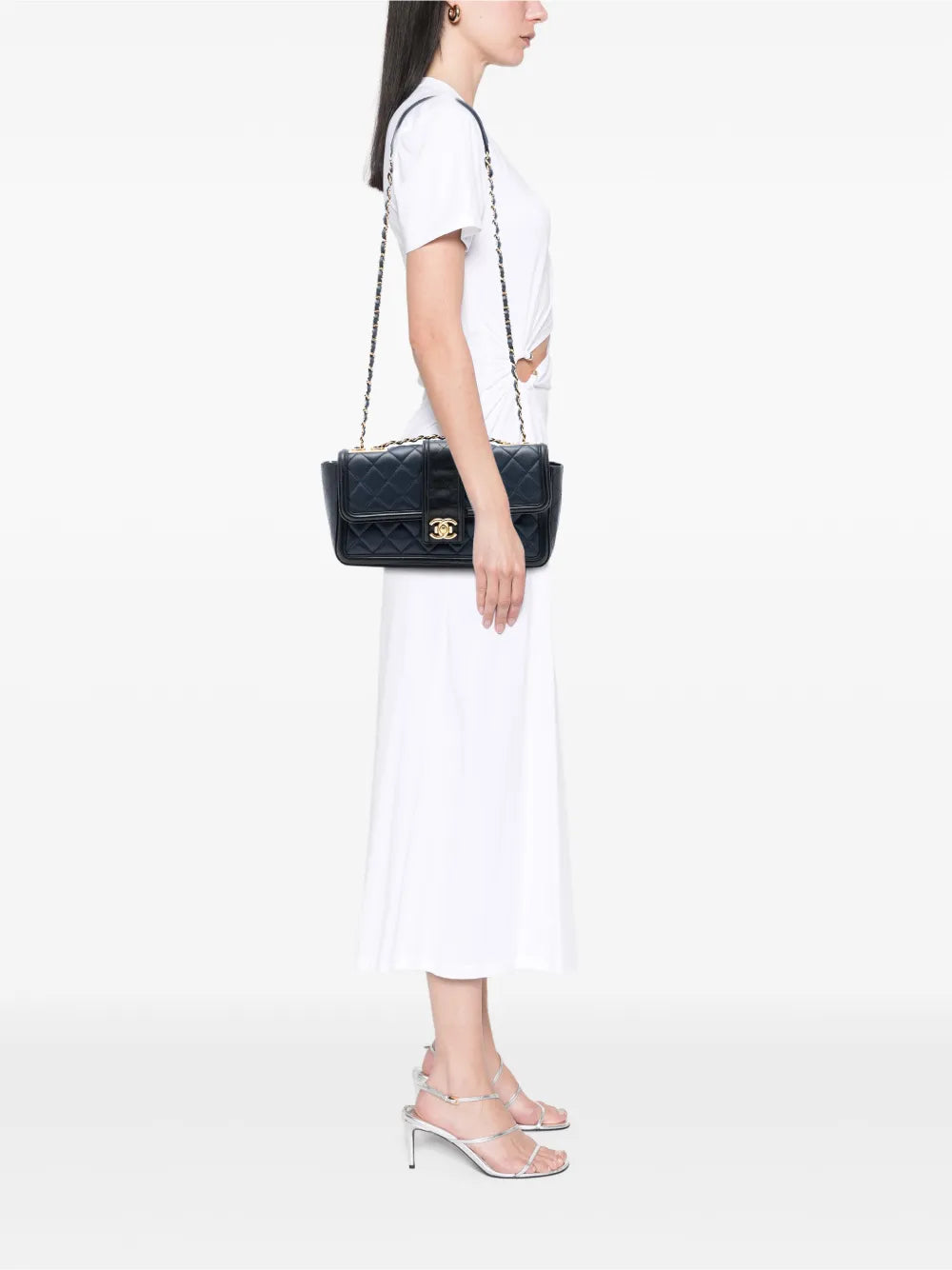 Chanel Pre Owned 2014 2015 Large Bicolor Quilted Lambskin Elegant Cc Flap Shoulder Bag
