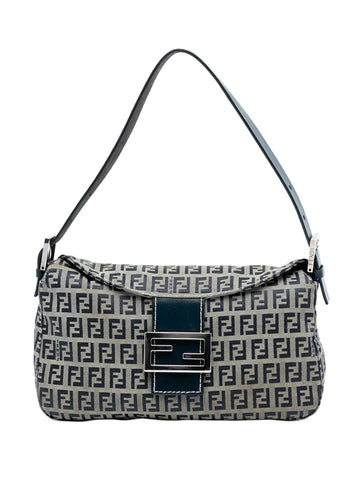 Fendi Pre Owned 20Th Century Zucchino Canvas Double Flap Shoulder Bag