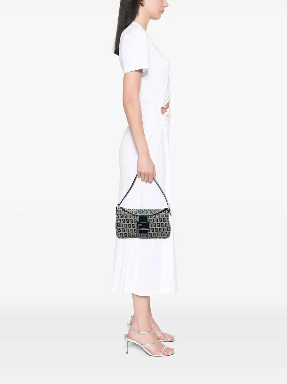 Fendi Pre Owned 20Th Century Zucchino Canvas Double Flap Shoulder Bag