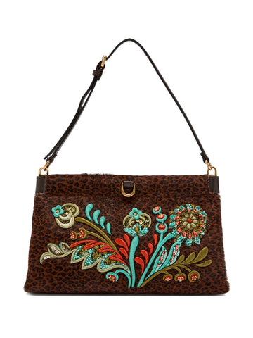 Etro Embroidered Leopard Print Shoulder Bag