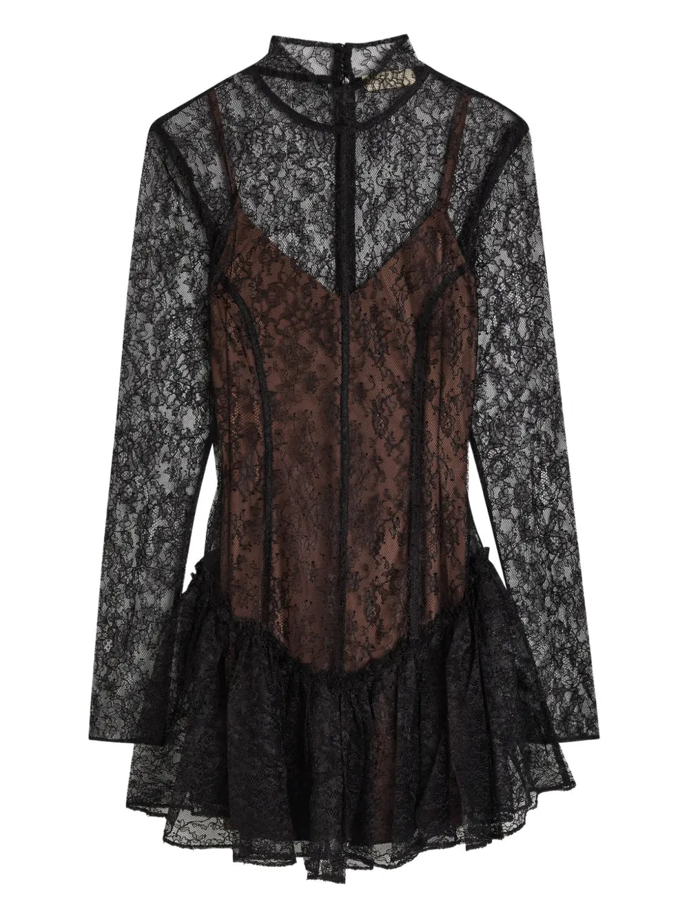 De La Vali Brisa Lace Ruffled Mini Dress