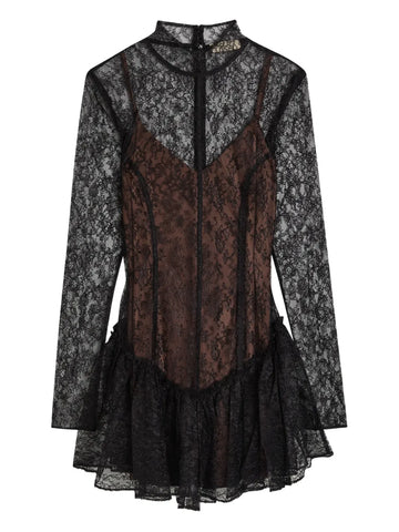 De La Vali Brisa Lace Ruffled Mini Dress