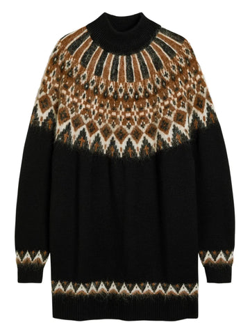 Staud Liza Patterned Roll Neck Mini Dress