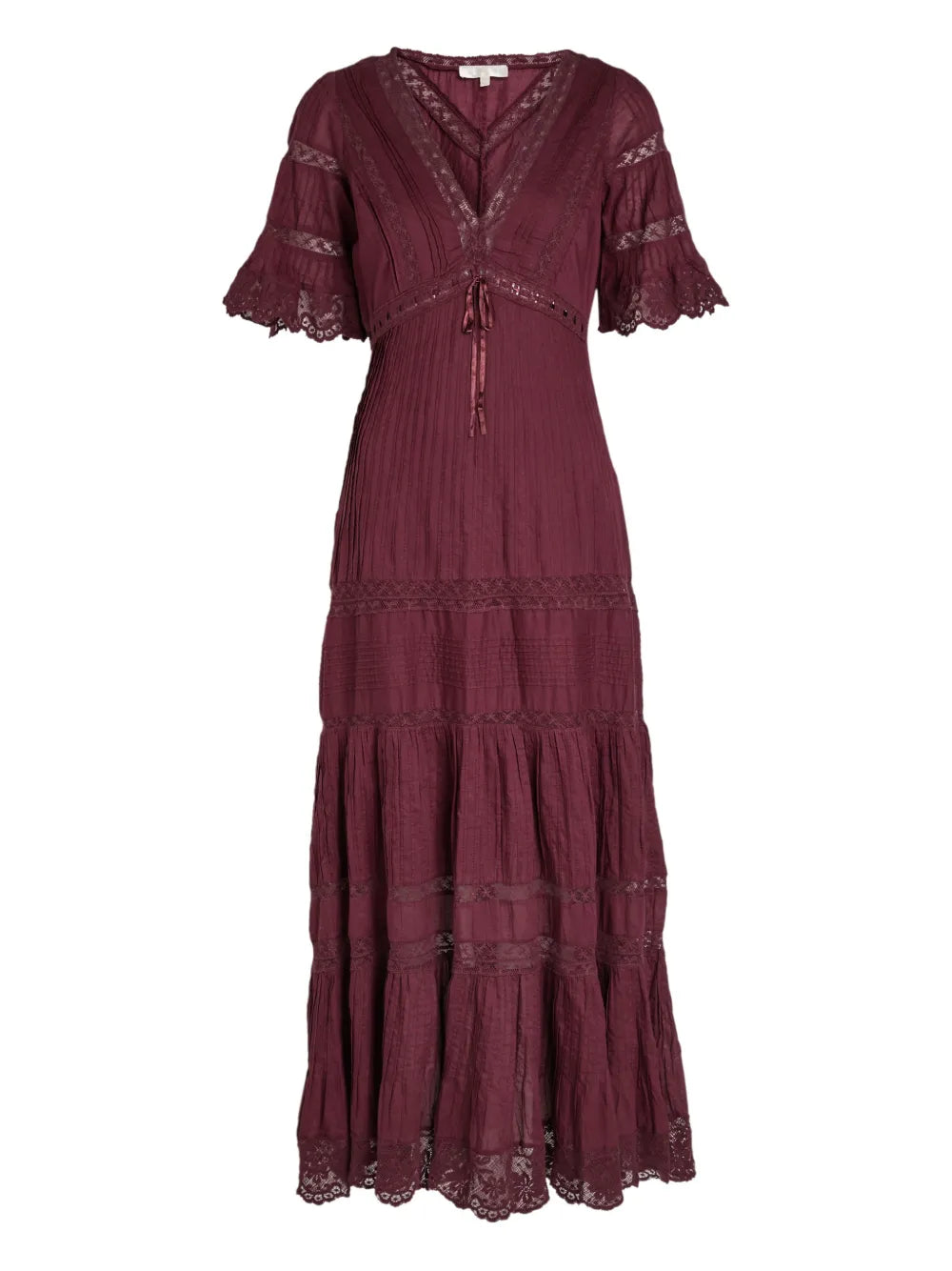 Loveshackfancy Marlowe Lace Detail Midi Dress