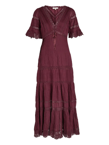 Loveshackfancy Marlowe Lace Detail Midi Dress
