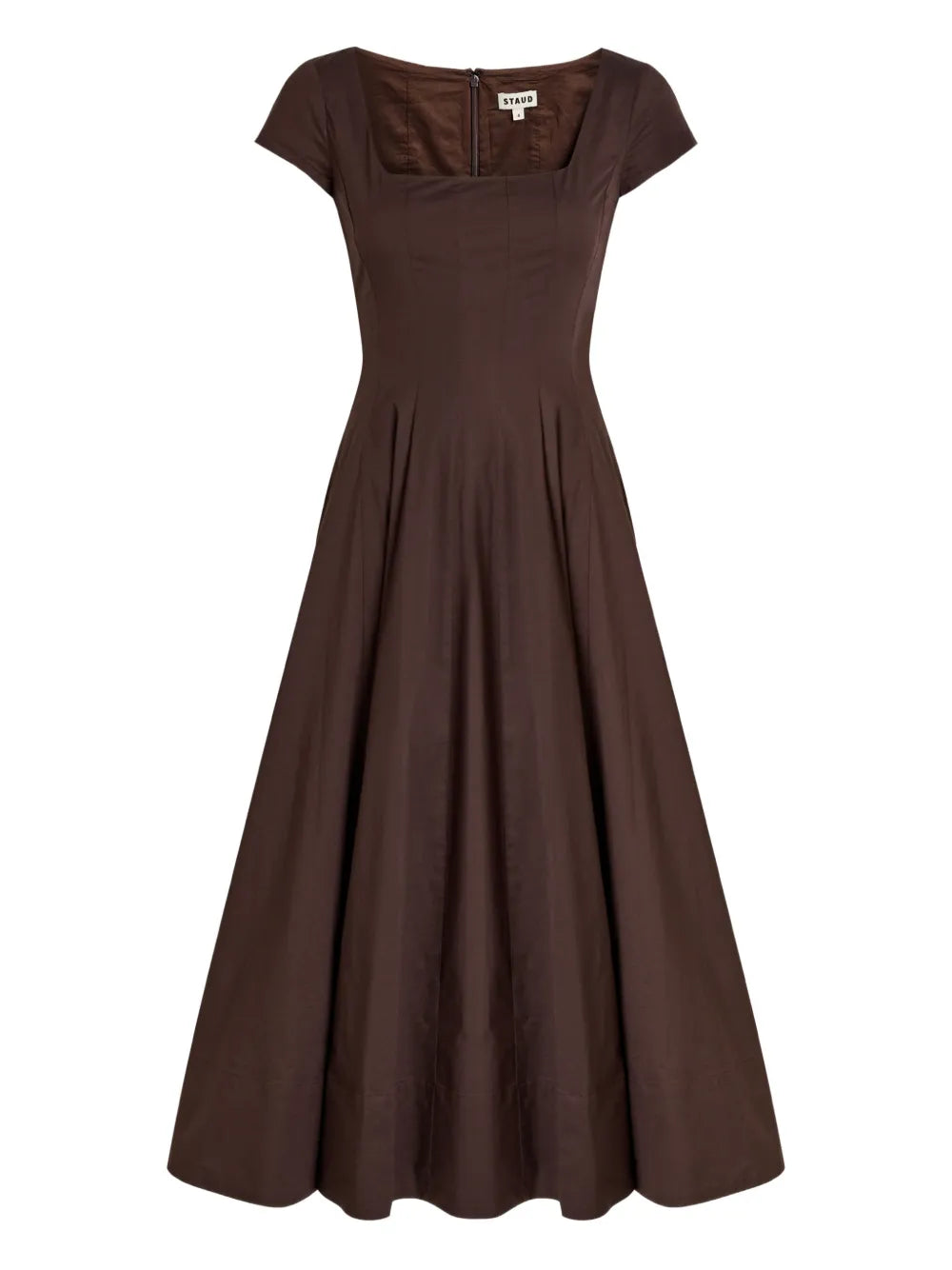 Staud Wells Square Neck A Line Midi Dress
