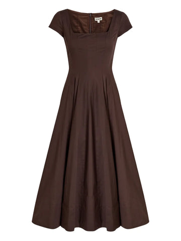 Staud Wells Square Neck A Line Midi Dress