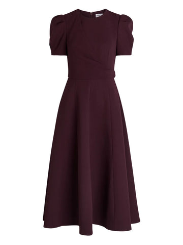 Rebecca Vallance Syrah Puff Sleeve A Line Midi Dress