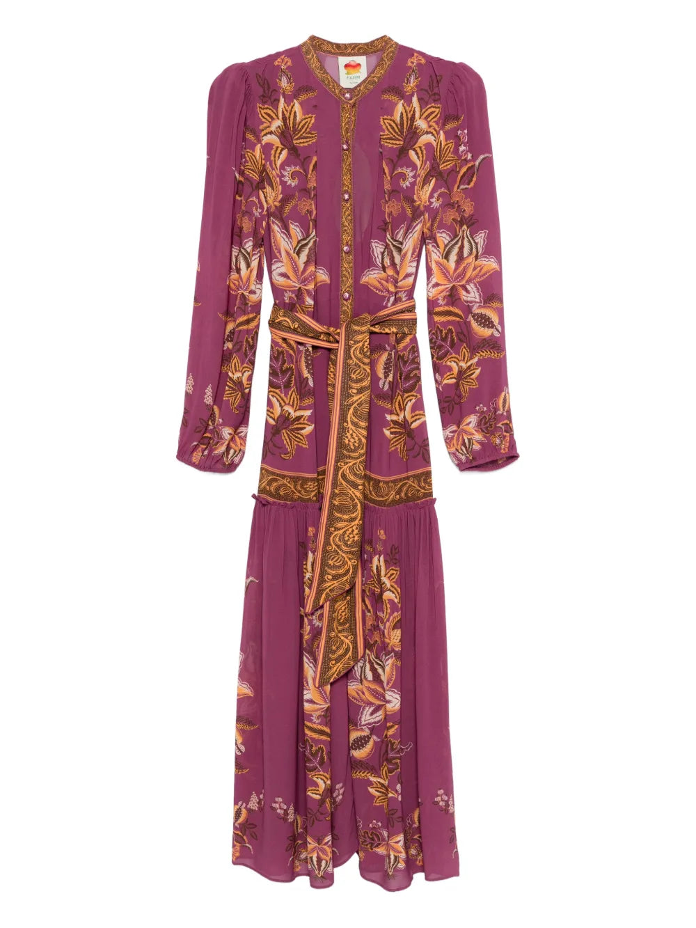 Farm Rio Floral Print Belted Maxi Dress