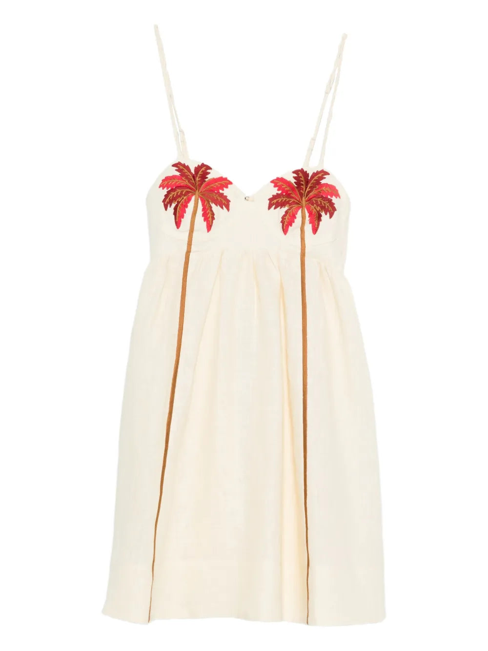 Farm Rio Palm Tree Embroidered Mini Dress