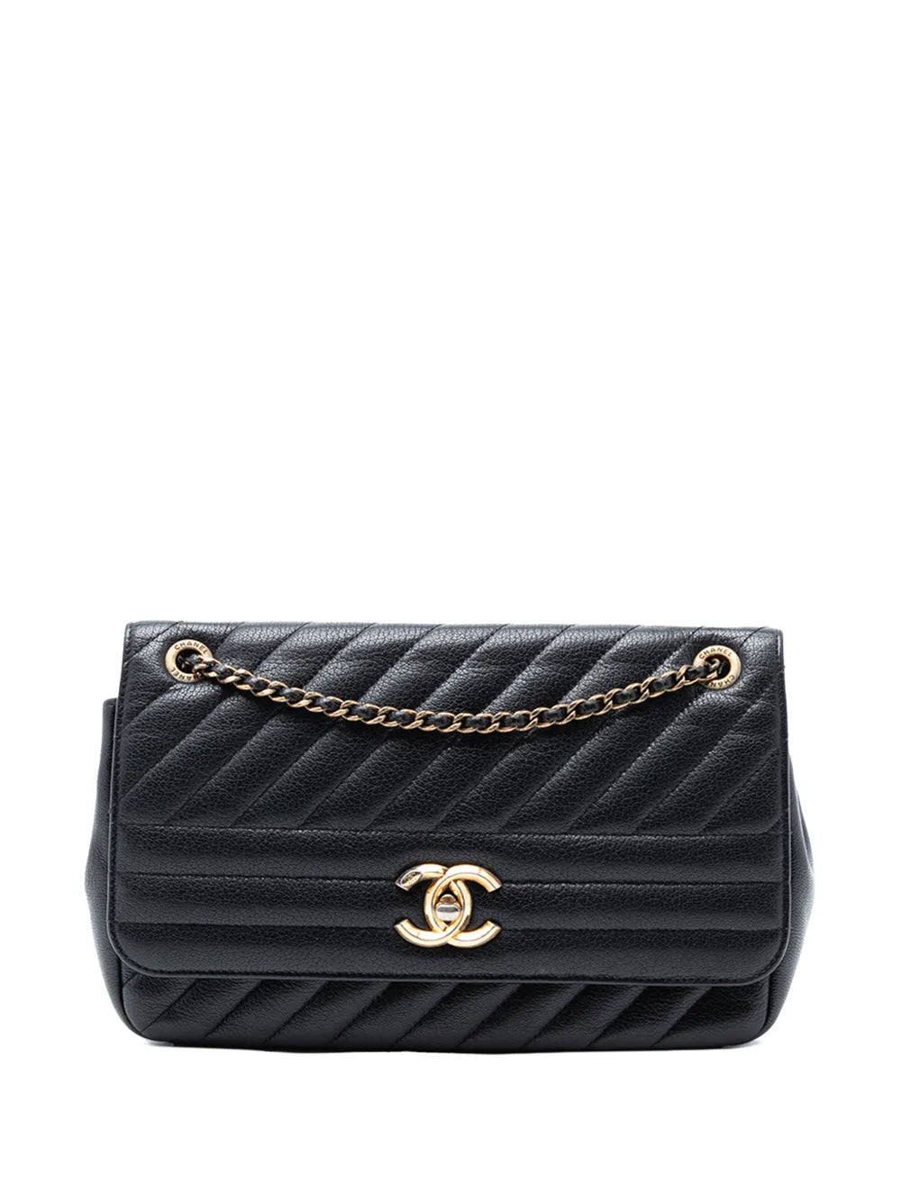Chanel Pre Owned 2016 2017 Medium Diagonal Quilted Goatskin Flap Shoulder Bag