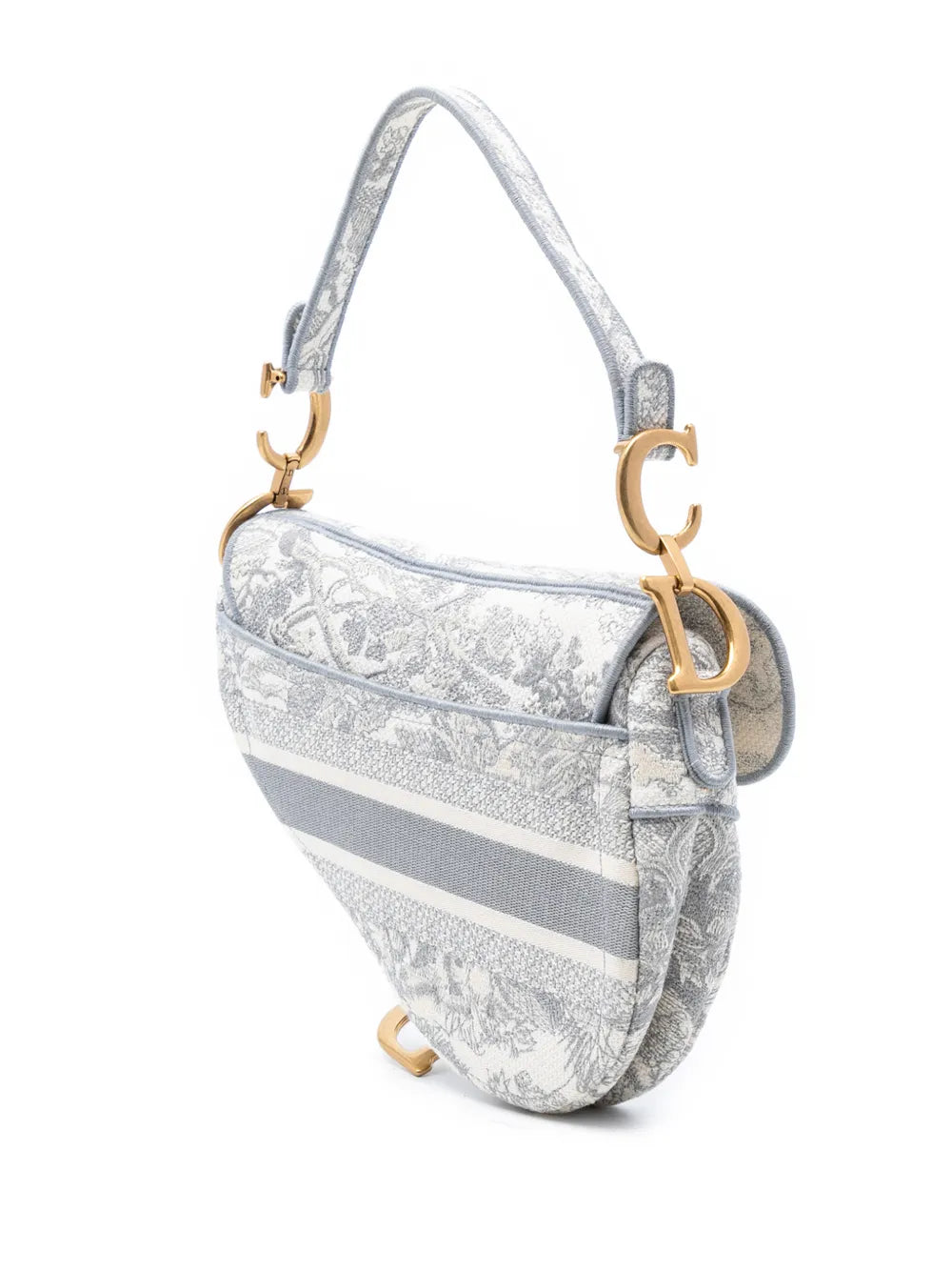 Christian Dior Pre Owned 2021 Canvas Embroidered Toile De Jouy Saddle Bag Shoulder Bag