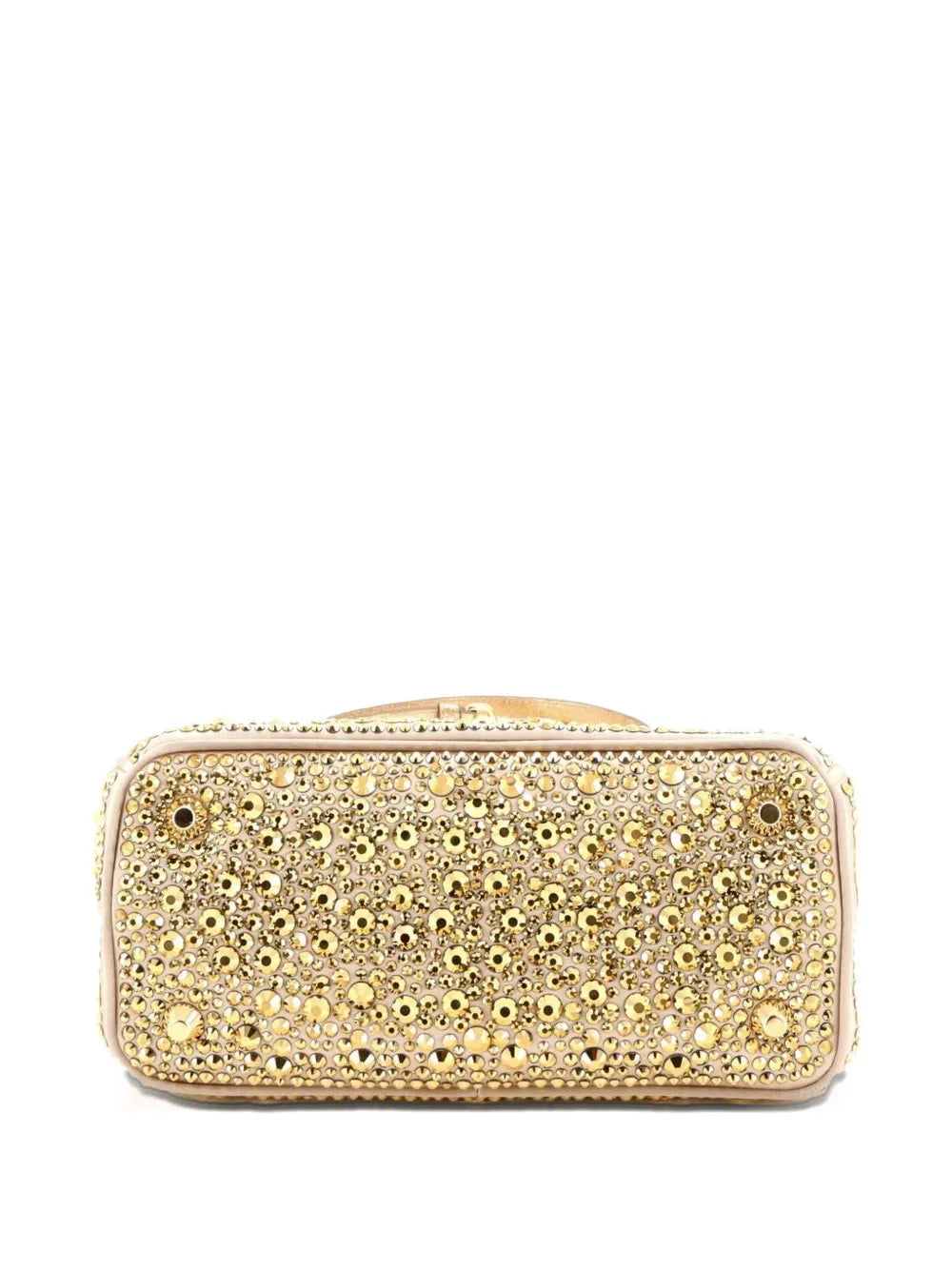 Prada Pre Owned Galleria Double Zip Tote Crystal Embellished Satin Mini Shoulder Bag