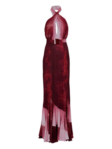 Silvia Tcherassi Raisa Halterneck Belted Maxi Dress