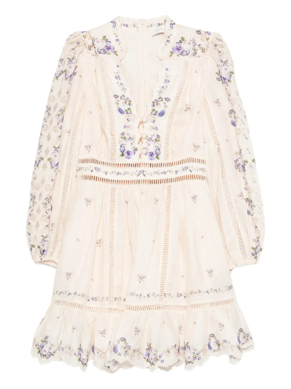Zimmermann Patience Floral Print Lace Mini Dress