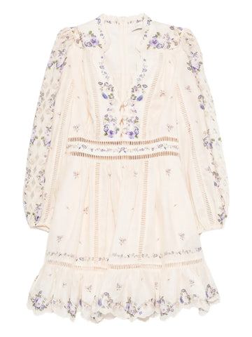 Zimmermann Patience Floral Print Lace Mini Dress