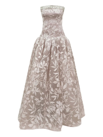 Gemy Maalouf Embellished Dropped Down Waistline Maxi Dress