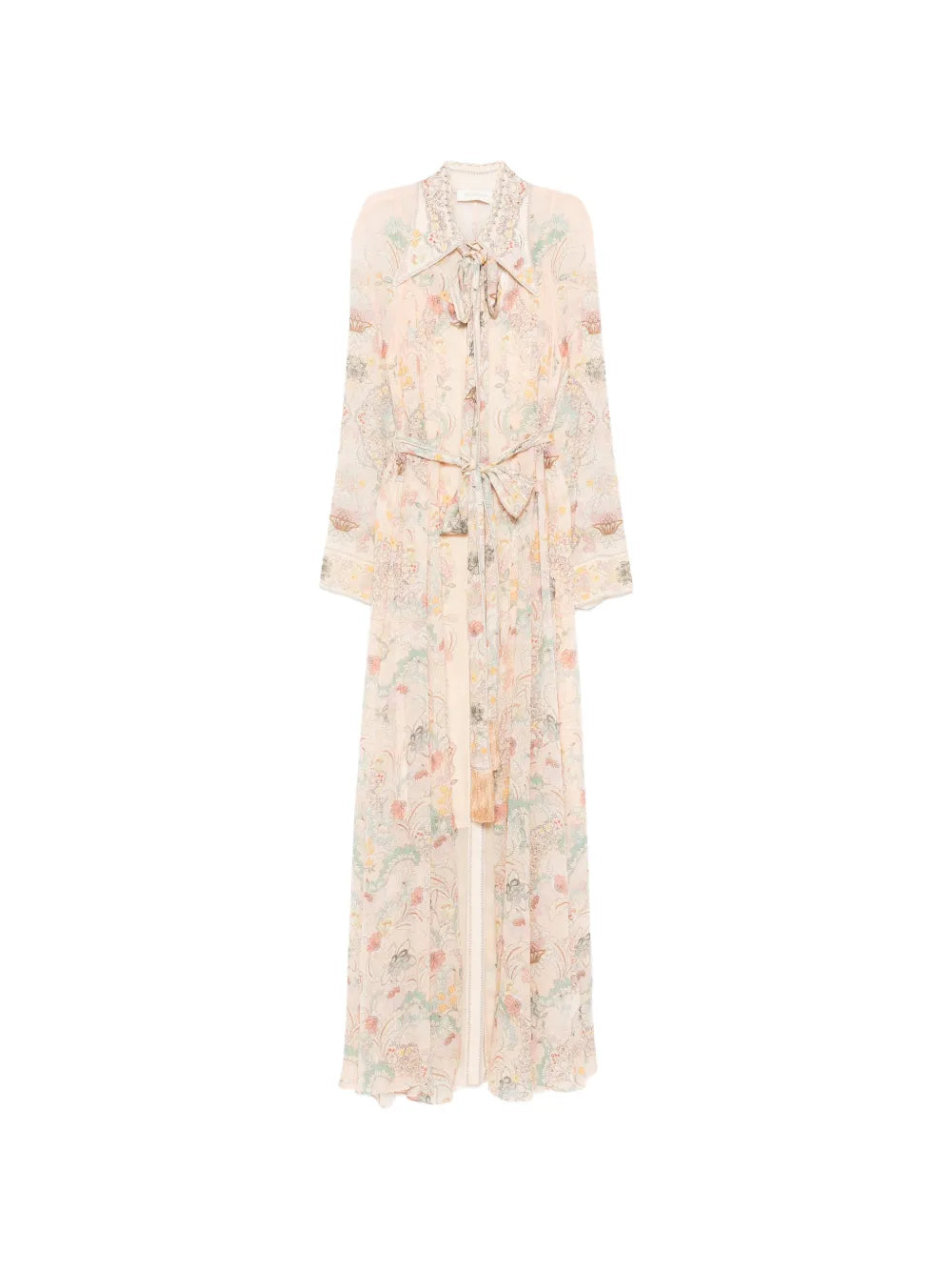 Zimmermann Floral Print Tie Neck Maxi Dress