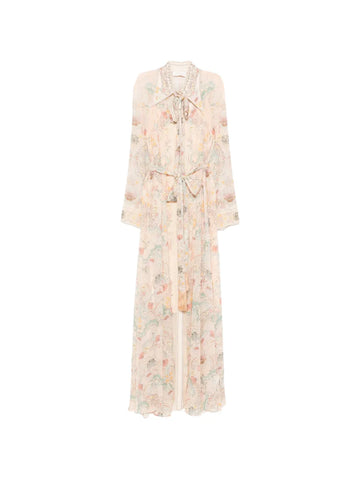 Zimmermann Floral Print Tie Neck Maxi Dress