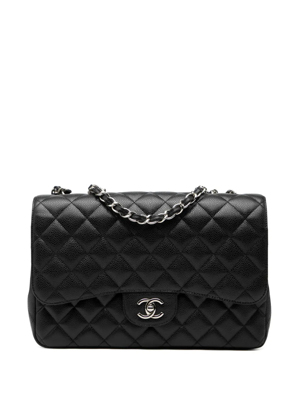 Chanel Pre Owned 2009 2010 Jumbo Classic Caviar Double Flap Shoulder Bag