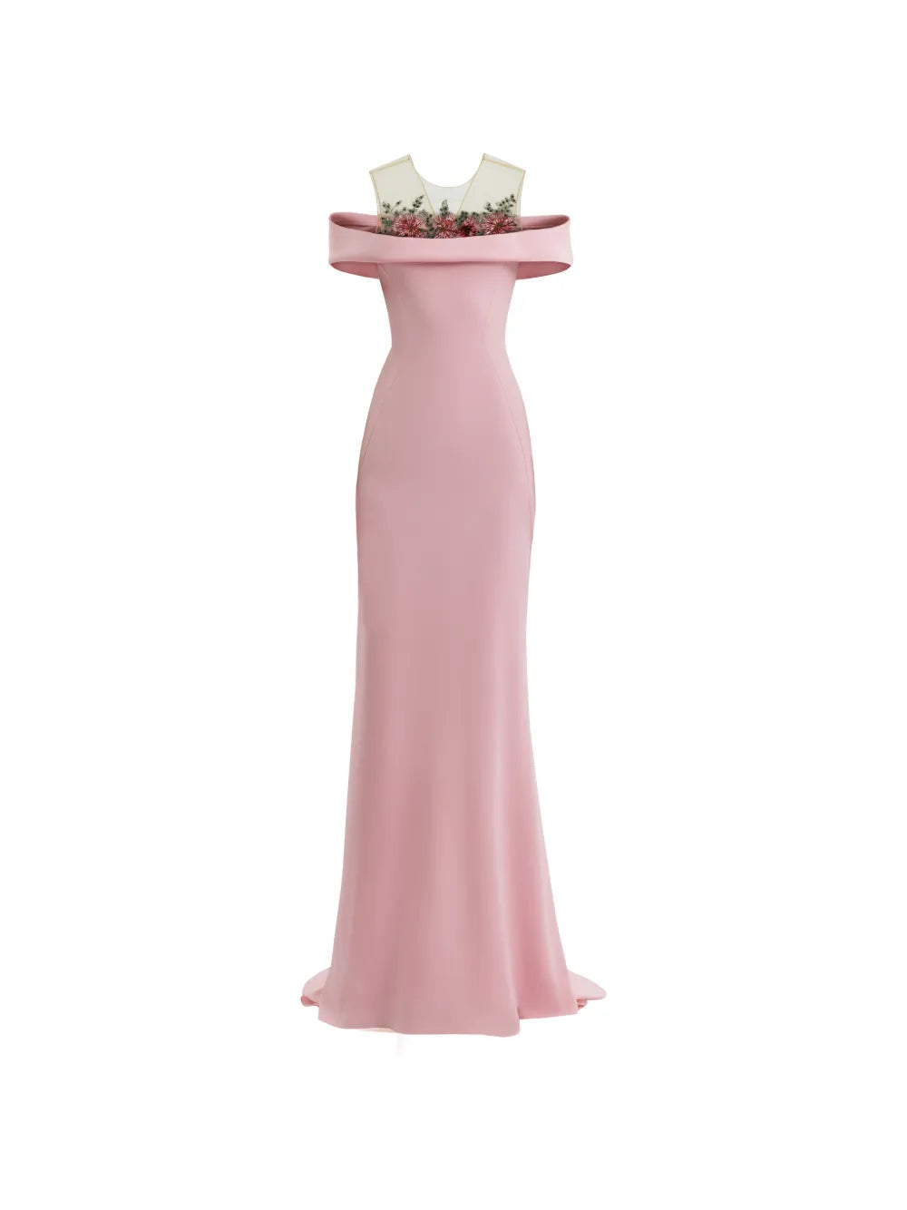 Gemy Maalouf Floral Beaded Off Shoulder Maxi Dress