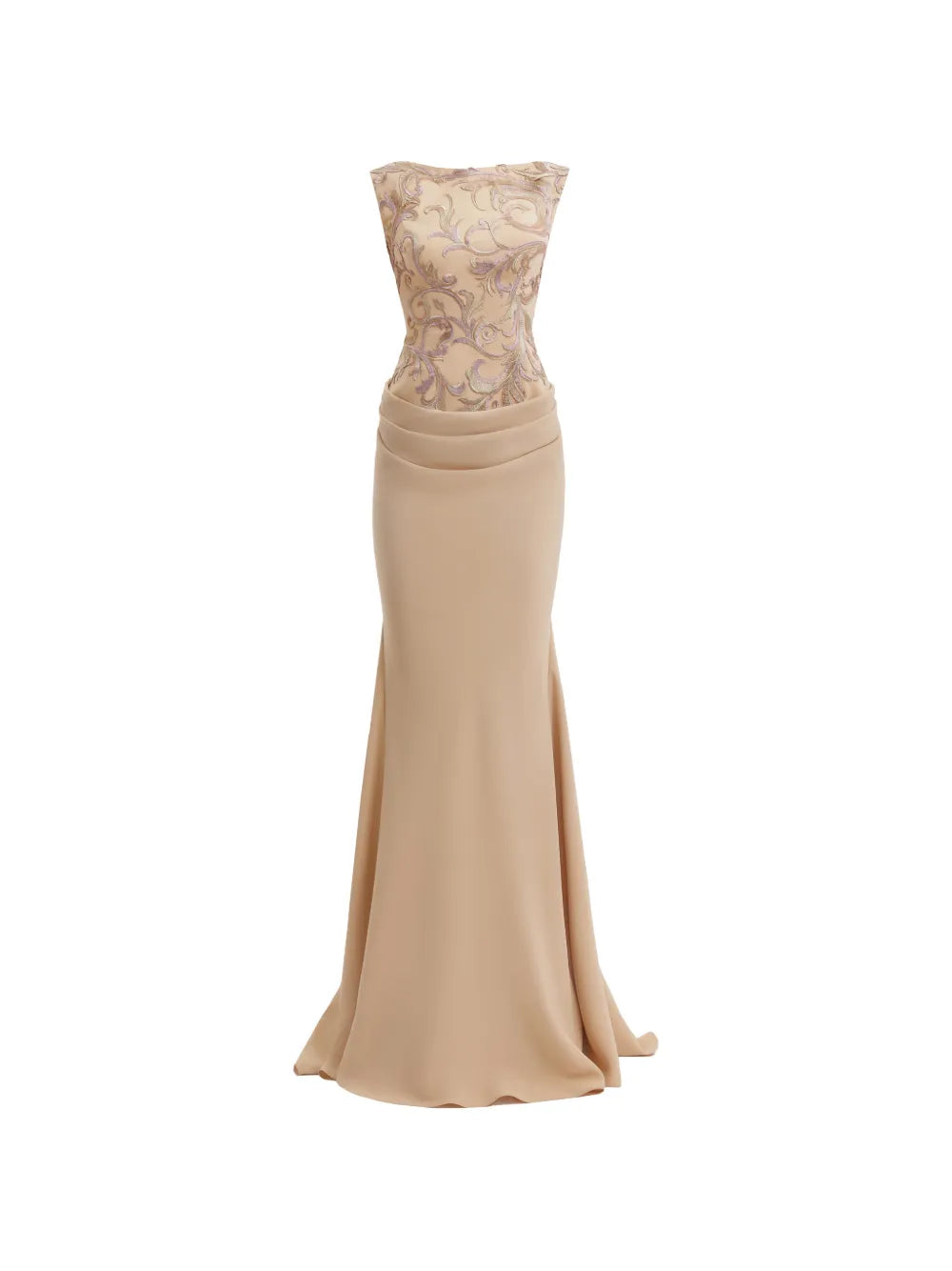 Gemy Maalouf Embroidered Fitted Maxi Dress