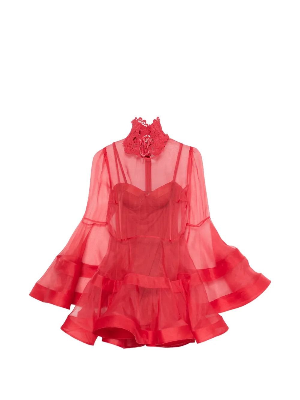Zimmermann Rebellion Lantern Lace Collar Layered Mini Dress