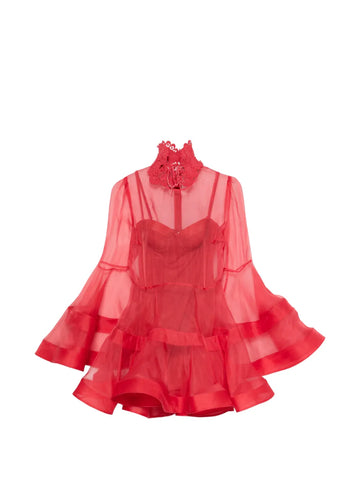 Zimmermann Rebellion Lantern Lace Collar Layered Mini Dress