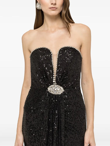 Nissa Crystal Embellished Sequinned Maxi Dress