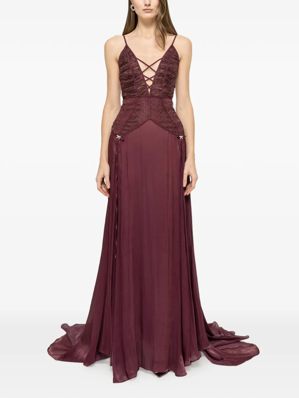 Nissa Lace Panel Chiffon Maxi Dress