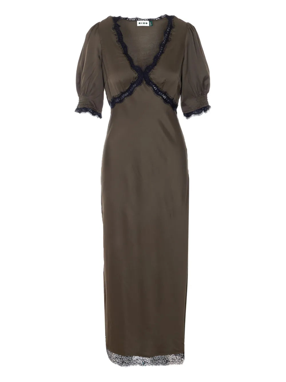 Rixo Annina Lace V Neck Midi Dress